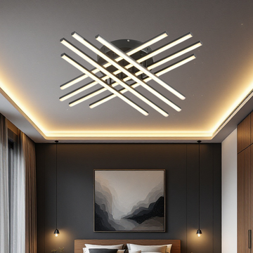 LED осветително тяло 144W X с 8 черни линии, еквивалент 1000W, с дистанционно