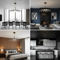 LED осветително тяло Eteris Black&Gold, висящо, 14 елемента, еквивалент 600W, с дистанционно