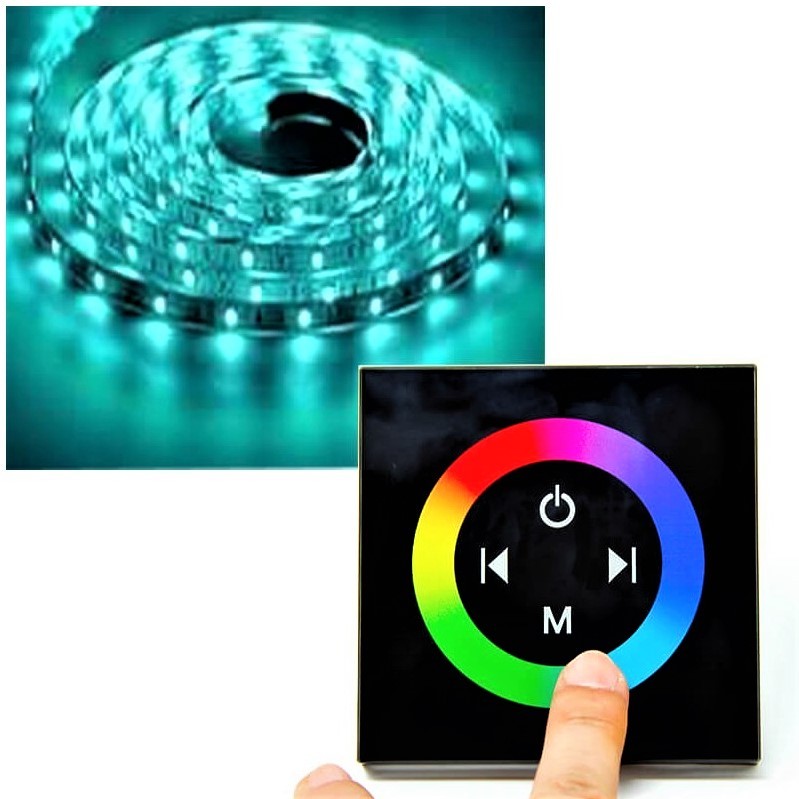 Контролер RGB 12V 12A за стена TOUCH черен