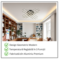 LED осветително тяло 144W X с 8 черни линии, еквивалент 1000W, с дистанционно