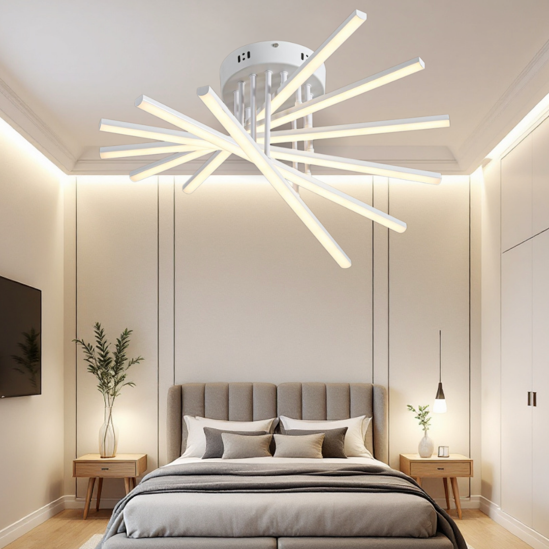 LED осветително тяло 96W Fano 6 елемента БЯЛО еквивалент 600W с дистанционно