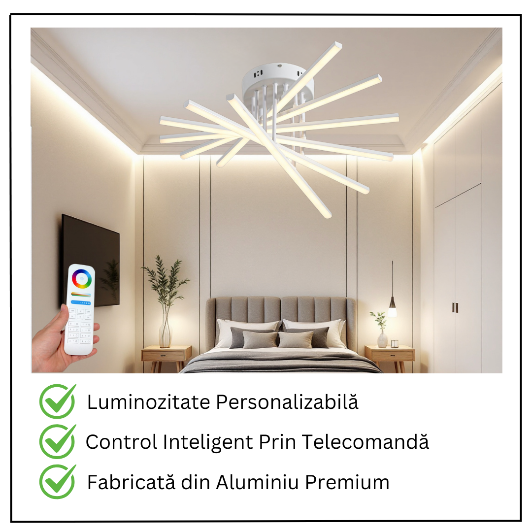 LED осветително тяло 96W Fano 6 елемента БЯЛО еквивалент 600W с дистанционно