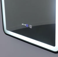 LED огледало 60x100cm с черна рамка, функция против замъгляване, Touch и часовник J38