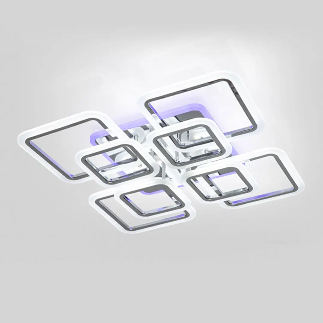 LED осветително тяло 4+4 SQUARE Gigant Silver RGB Еквивалент 1200W Дистанционно