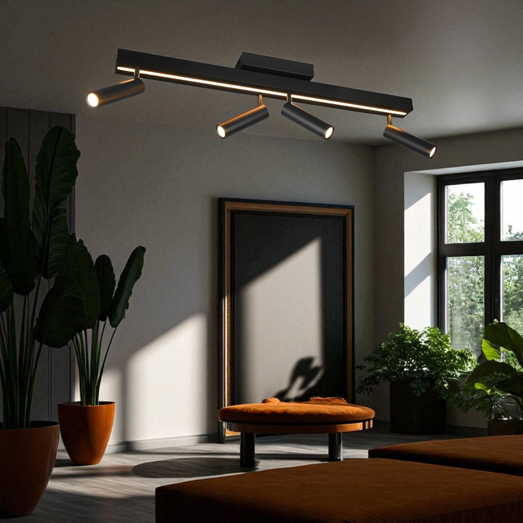 LED осветително тяло с 4 спота на шина ZENO Black с дистанционно