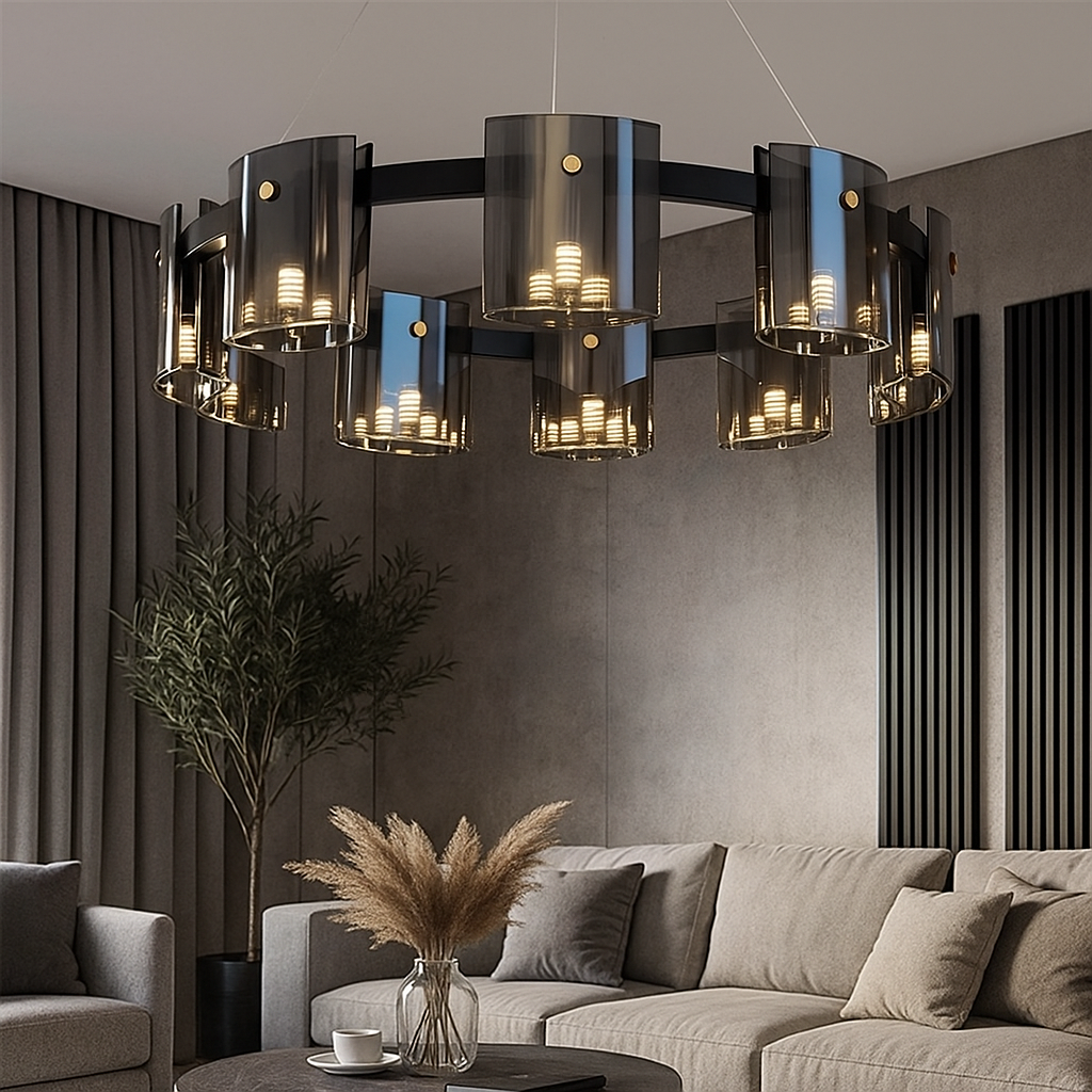 LED пендел Faye Round Black еквивалент 300W