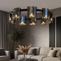 LED пендел Faye Round Black еквивалент 300W