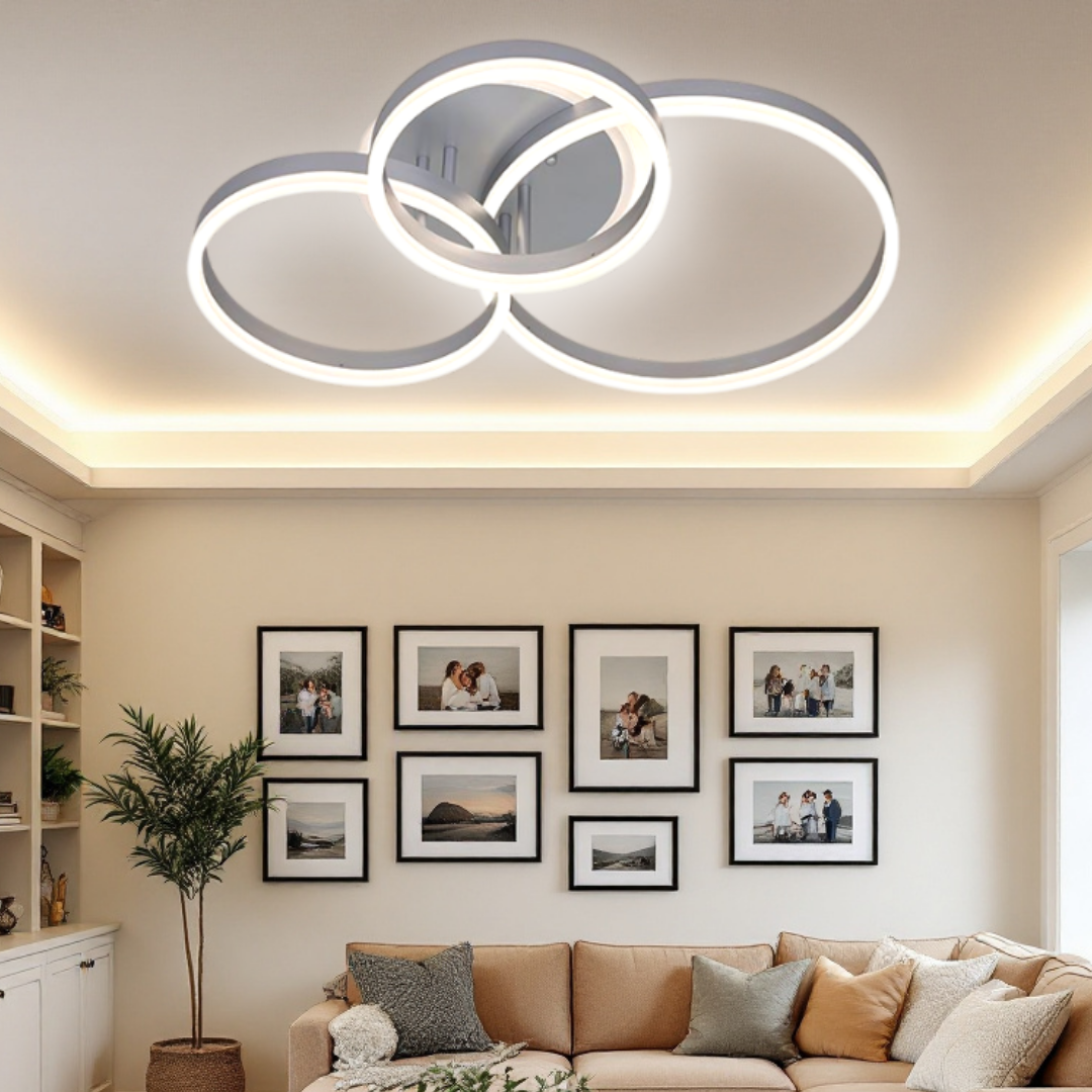 Осветително тяло LED Beauty Silver Circle еквивалент 600W с дистанционно