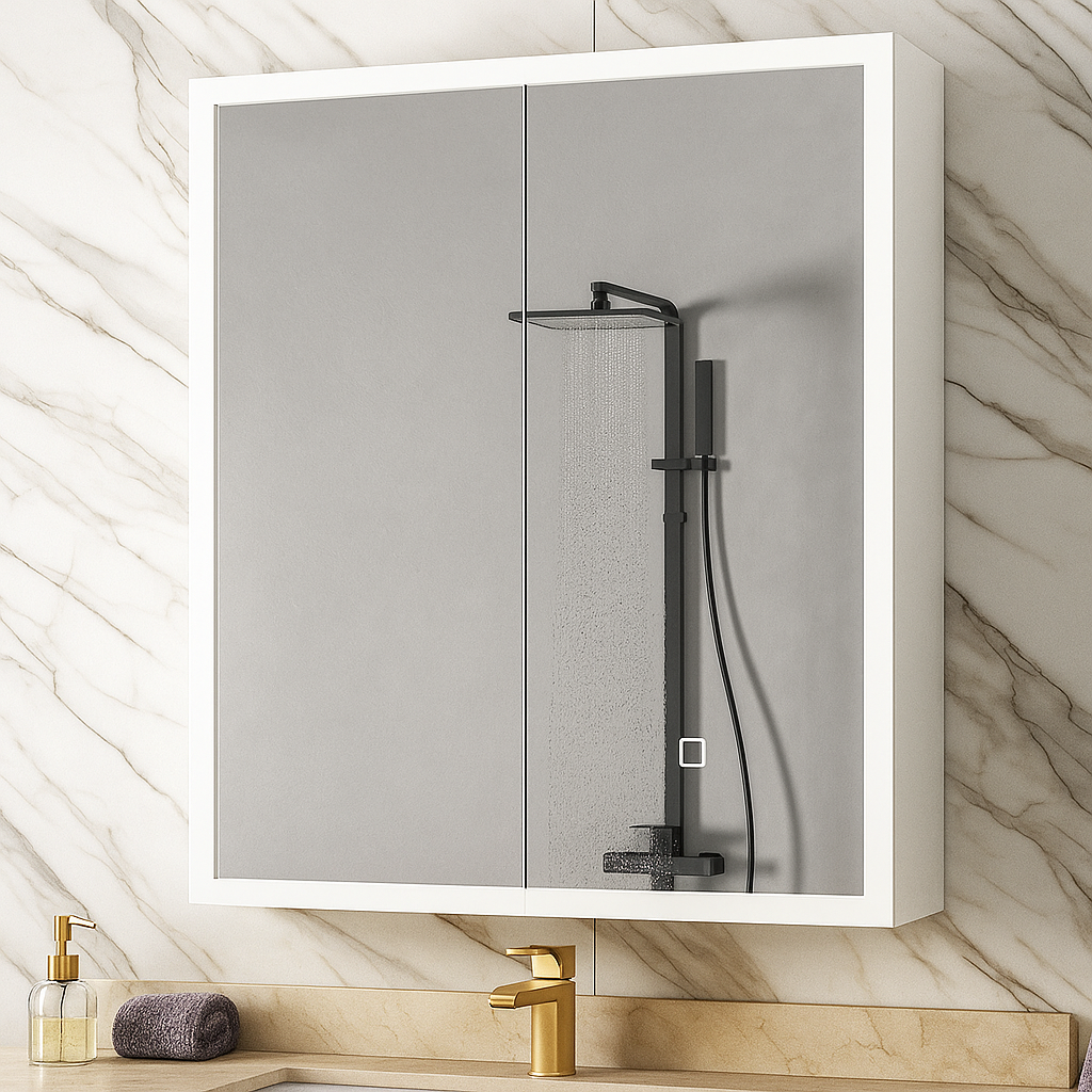 Шкаф за баня с LED огледало Qora Touch 60x70cm
