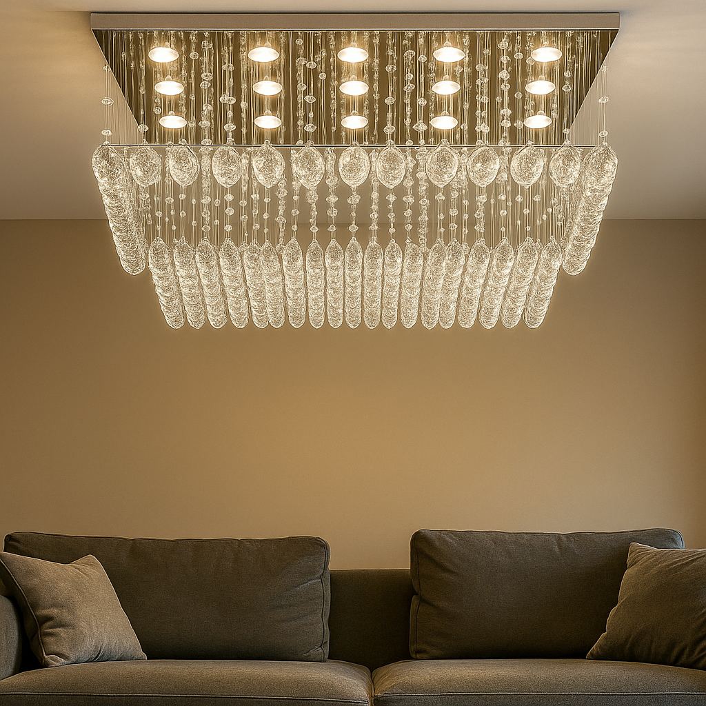 LED полилей с кристали Elyra 15x5W Silver, еквивалент 600W