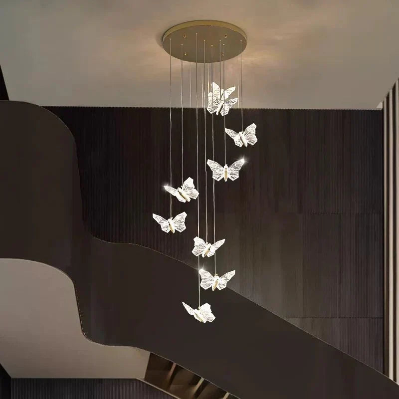 LED осветително тяло тип пендел Golden Butterfly 8 елемента еквивалент 150W с дистанционно