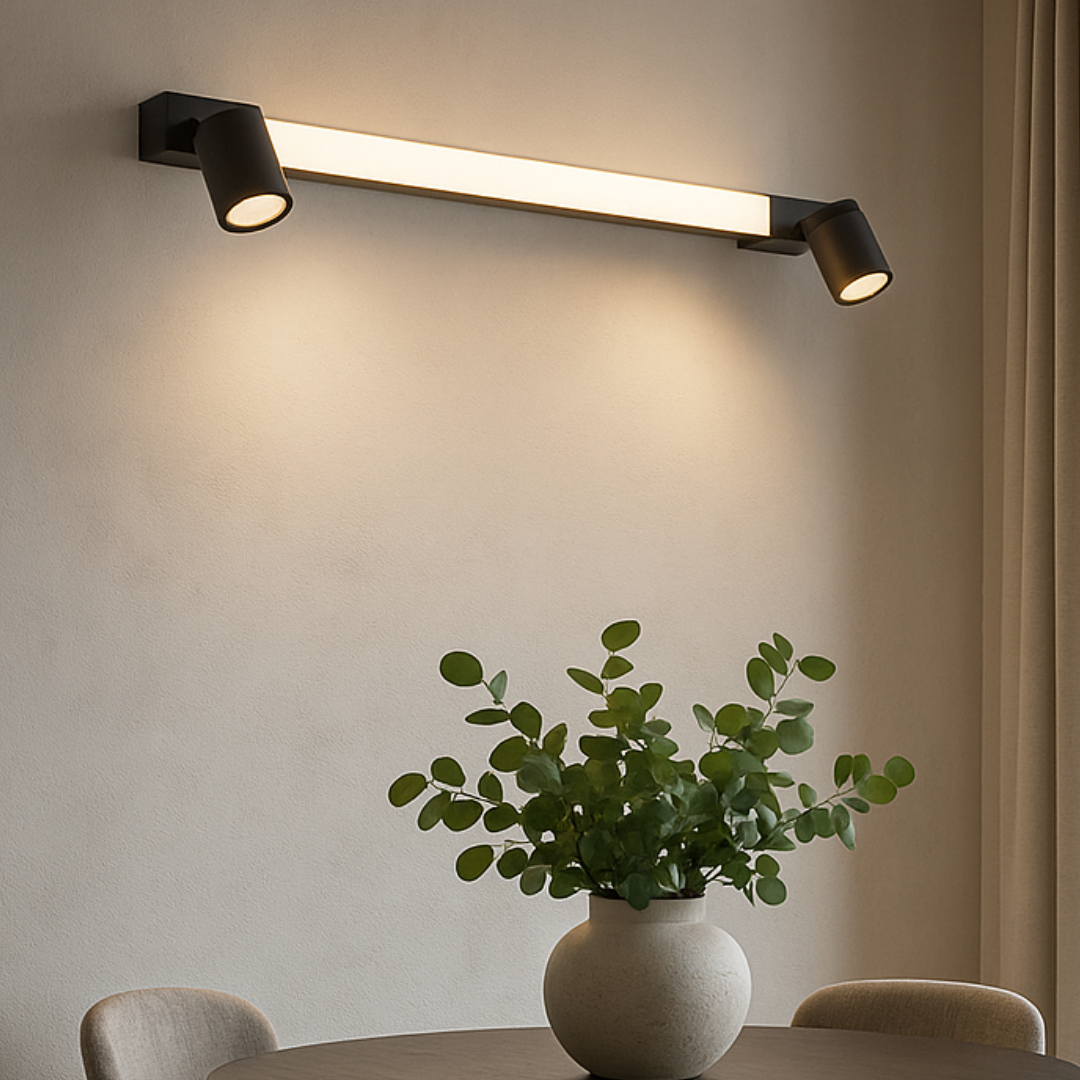 аплик LED ENRICO Black 6.5W 60cm IP44 с спотове 2xGU10