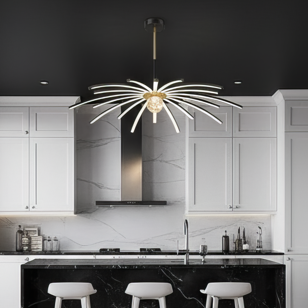 Осветително тяло LED висящо Eteris Black&Gold еквивалент 600W с дистанционно