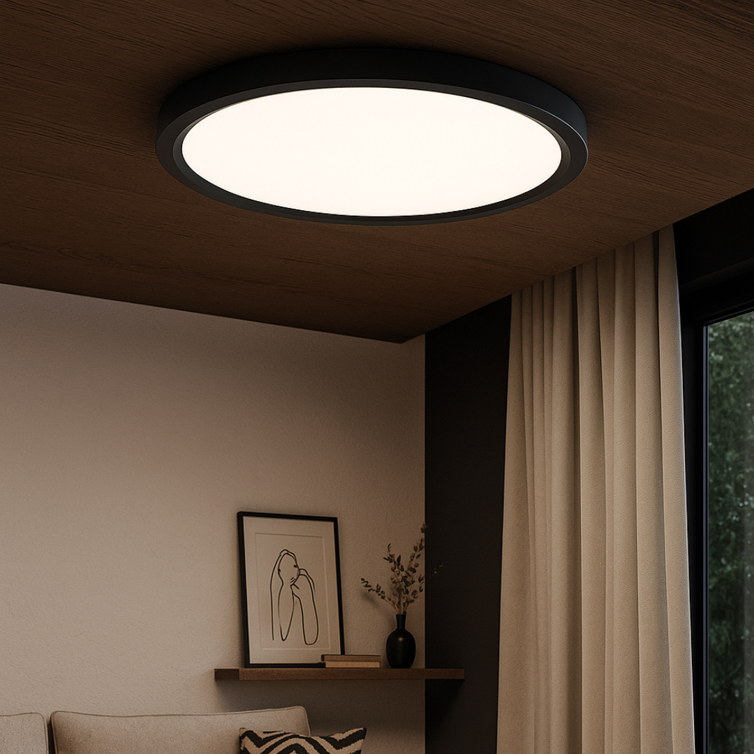 LED плафон за баня 36W черна 40cm IP40 3 вида светлина еквивалент 400W