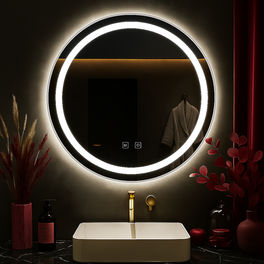 Oglinda LED Rotunda 50CM cu Dezaburire si Lumina Rece E01S/50 FRAMELESS / 50CM LED MIRROR