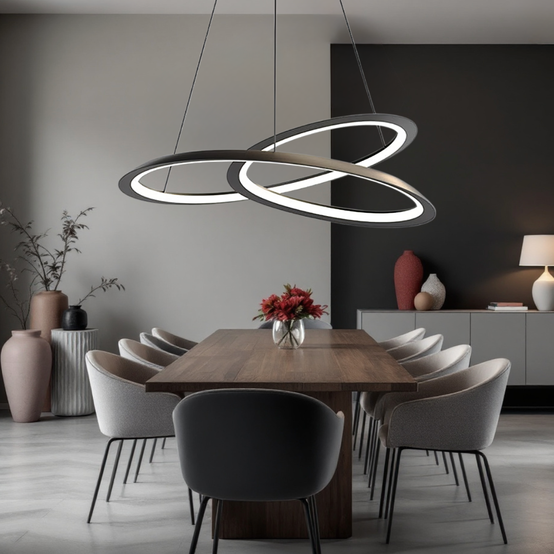 LED осветително тяло тип пендел 120W Lumea Black с дистанционно, еквивалент 600W