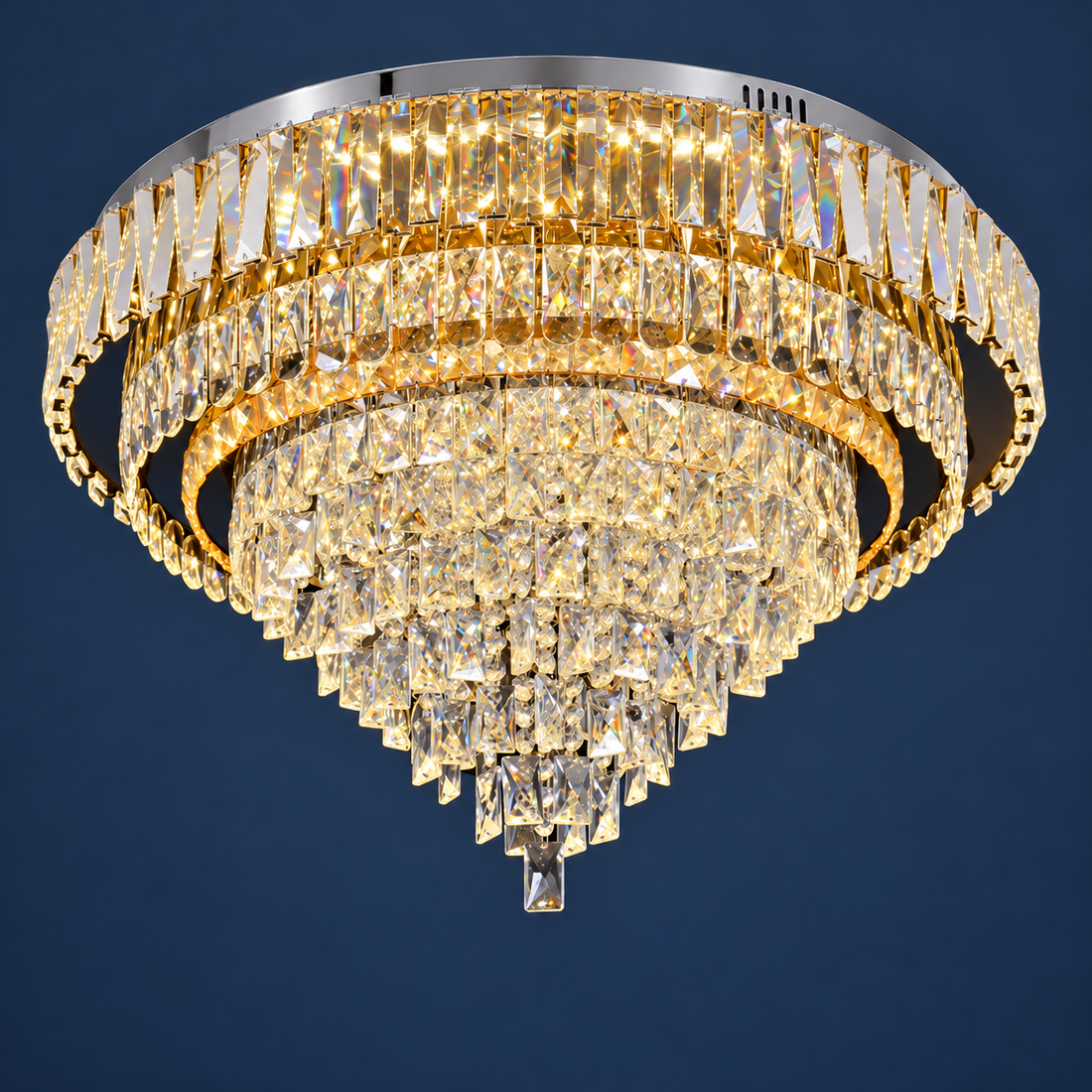 LED осветително тяло от кристал Grandisomo Luce, кръгло, с дистанционно управление, за таванен монтаж