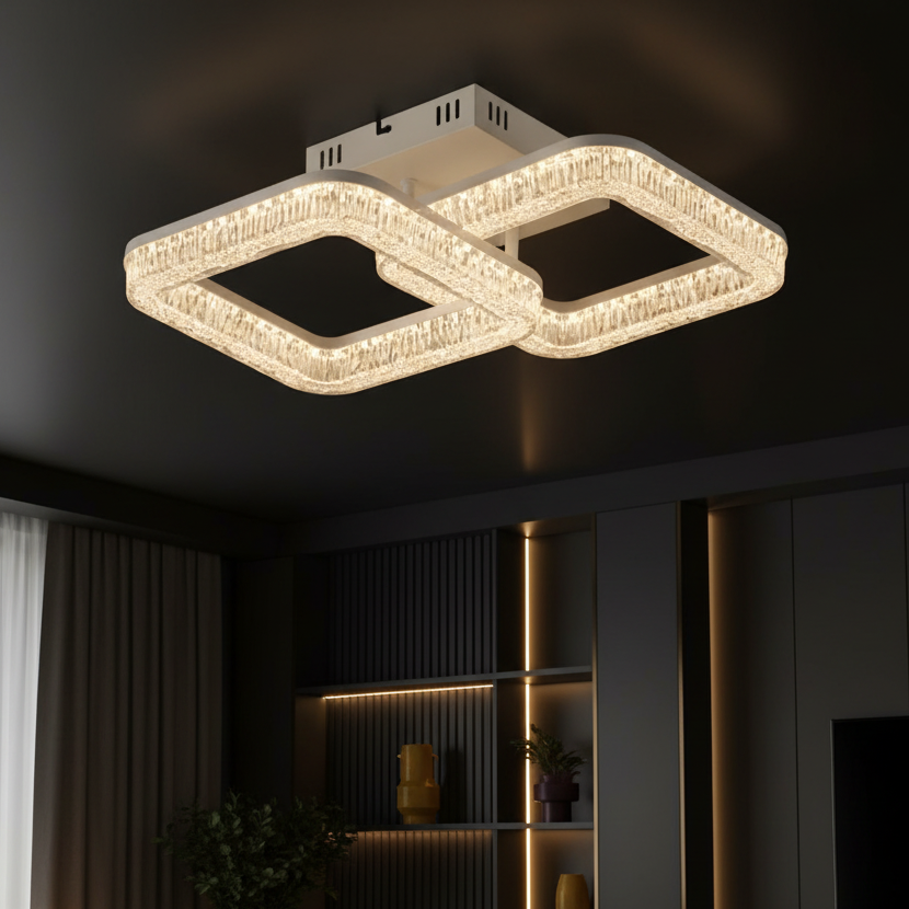 Осветително тяло LED MATEO 2 Square White Еквивалент 300W Дистанционно управление
