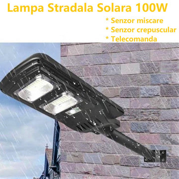 LED лампа 100W соларна SLIM сензор за движение + дистанционно