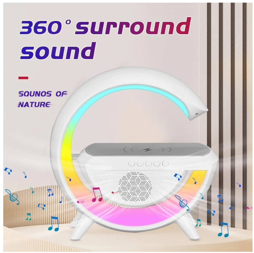 LED лампа за бюро RGB с безжично зареждане, Bluetooth и USB