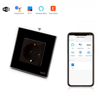 Единичен WiFi шуко контакт с рамка от стъкло