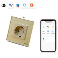 Единичен WiFi шуко контакт с рамка от стъкло
