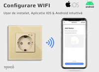 Двоен WiFi шуко контакт с рамка от стъкло