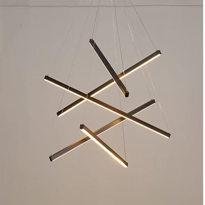 LED осветително тяло 5 Geometric BLACK Lines висящо, еквивалент 500W