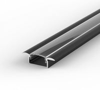 Вграден плосък XL профил за LED лента, черен, с черен дифузер 2M
