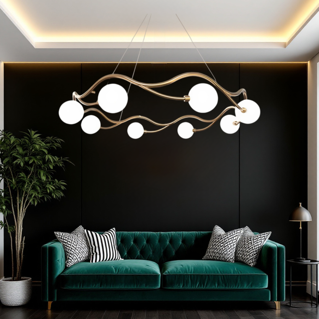Lustra Abajur MAT GOLD Rotunda 8xG9 60cm AURIE / ABAJUR Chandeliers