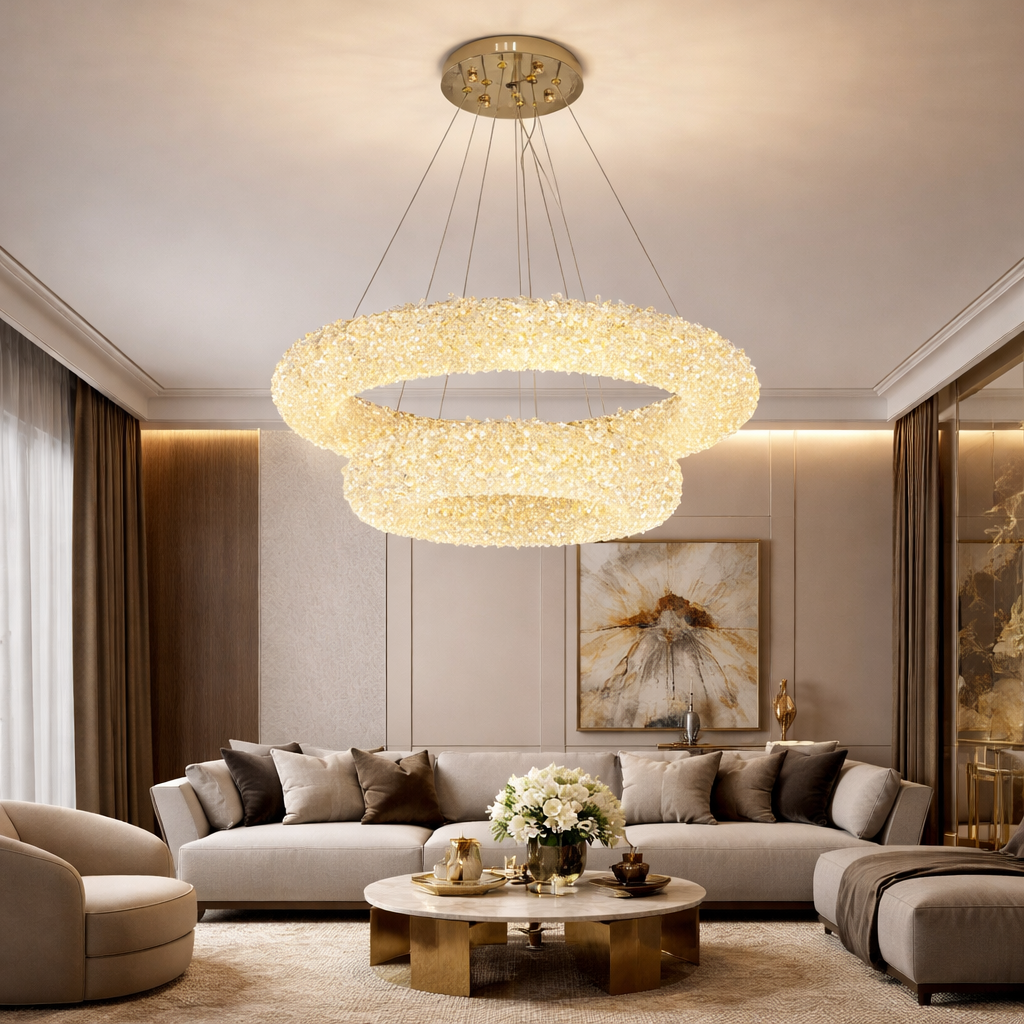 LED Висящо осветително тяло ENZO Golden Sponge Cristal – 2 сегмента, Еквивалент 850W