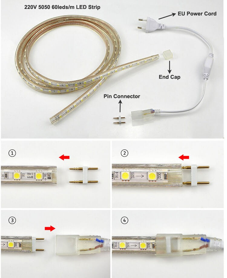 Kit Complet Banda Led 2835 3 Randuri 220V - 22W/Ml Strips