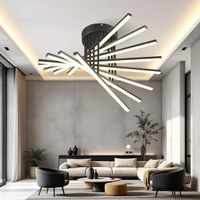 LED осветително тяло 128W Fano 8 елемента ЧЕРЕН еквивалент 800W с дистанционно