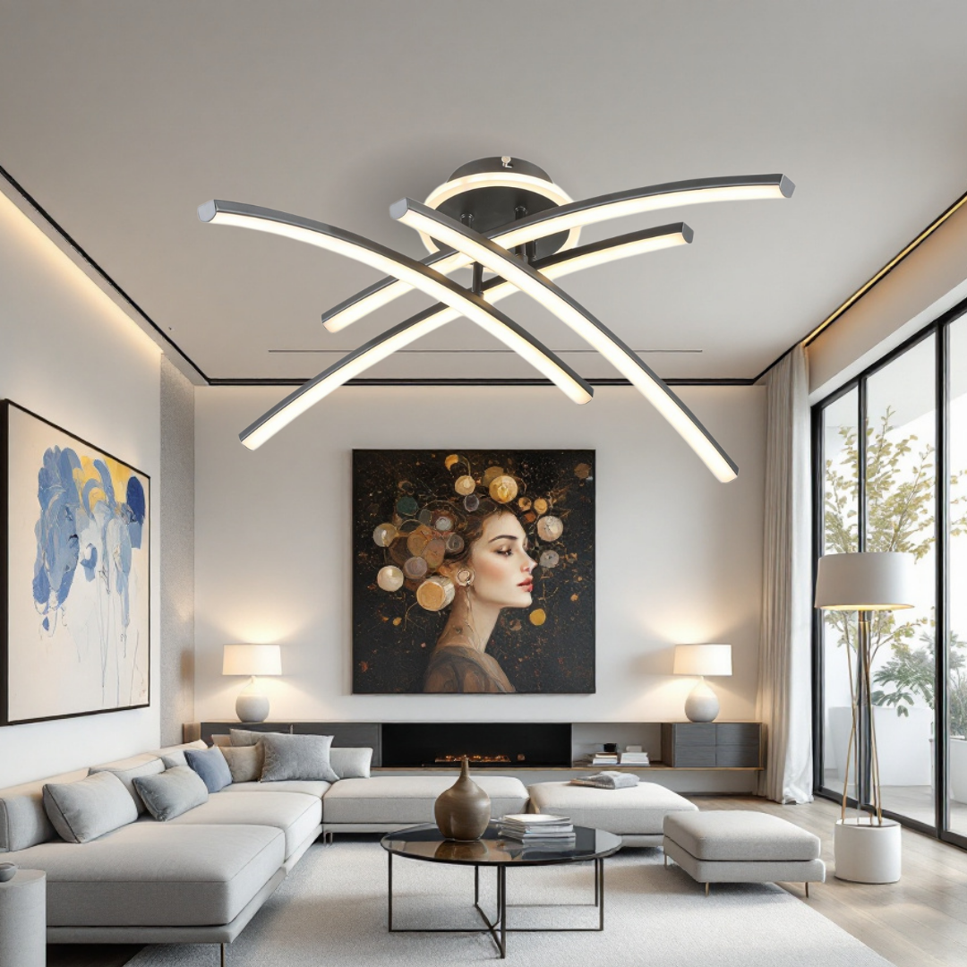 LED осветително тяло 66W Ophelia 4 елемента ЧЕРНА еквивалент 400W с дистанционно