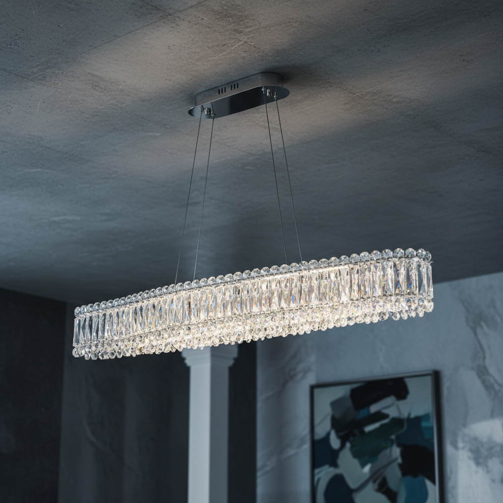 Окачено LED осветително тяло ALESSO линеен кристал Silver еквивалент 400W