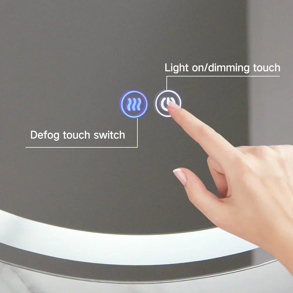 Овално LED огледало, 3 вида светлина, 50x80cm, функция против замъгляване и Touch J120