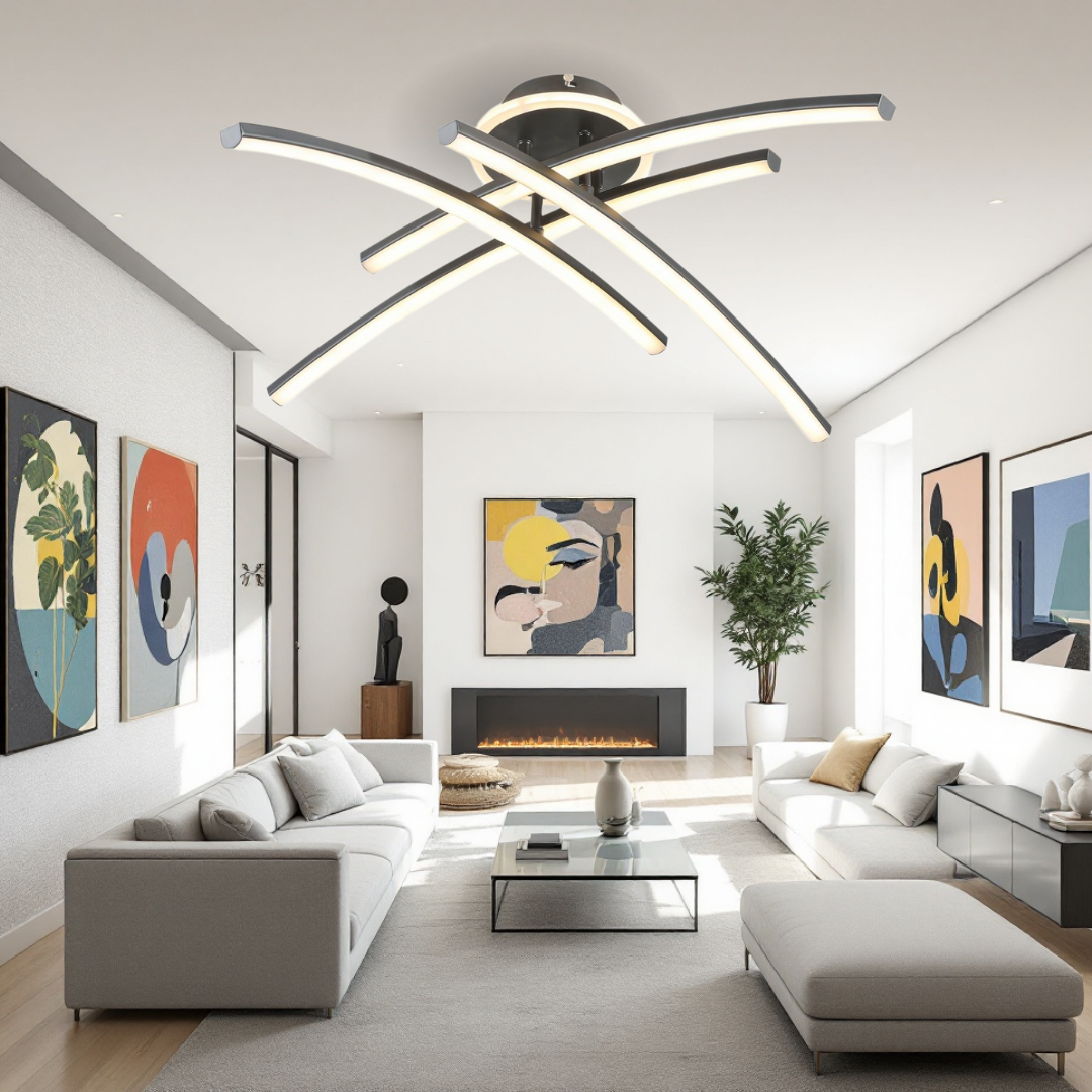LED осветително тяло 66W Ophelia 4 елемента ЧЕРНА еквивалент 400W с дистанционно