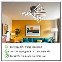 LED осветително тяло 128W Fano 8 елемента ЧЕРЕН еквивалент 800W с дистанционно