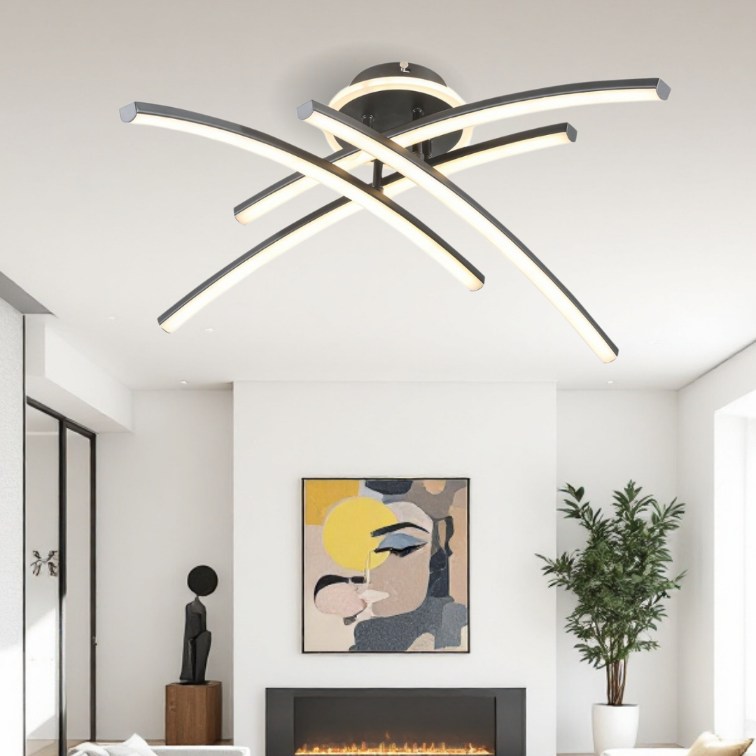LED осветително тяло 66W Ophelia 4 елемента ЧЕРНА еквивалент 400W с дистанционно