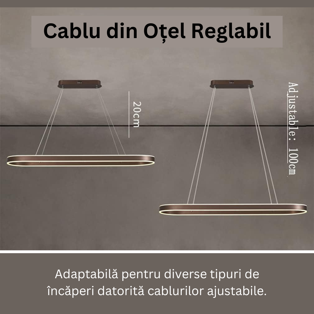 Lustra LED KING OVAL WENGE 1 Segment 120W cu Telecomanda SE-P3211-CF BROWN / 80CM / SUSPENDATE Lighting Fixtures