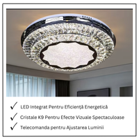 Осветително тяло LED Cristal Silver Halo Еквивалент 600W Дистанционно