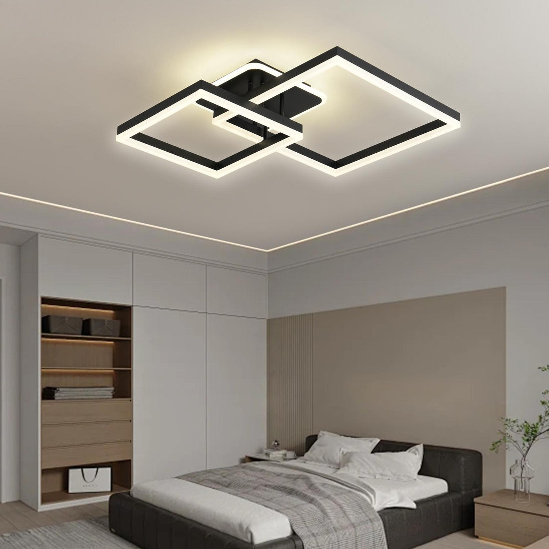 LED осветително тяло TWO SQUARE Black еквивалент 600W с дистанционно