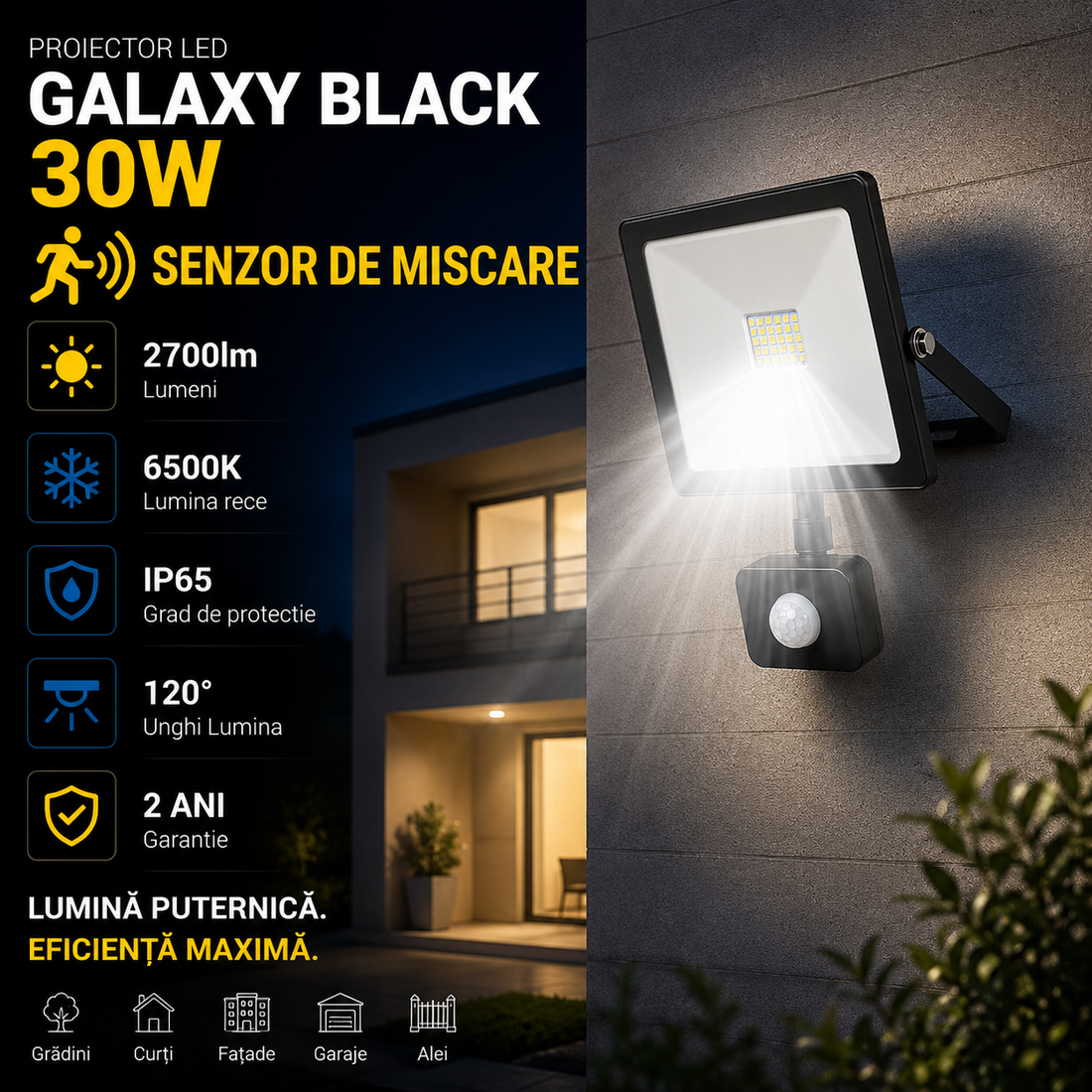 LED прожектор 30W Galaxy SMD със сензор