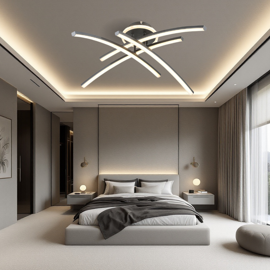 LED осветително тяло 66W Ophelia 4 елемента ЧЕРНА еквивалент 400W с дистанционно