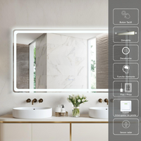 LED огледало 150x80CM със сензор радар, 3 вида светлина, touch, демистер, часовник, термометър