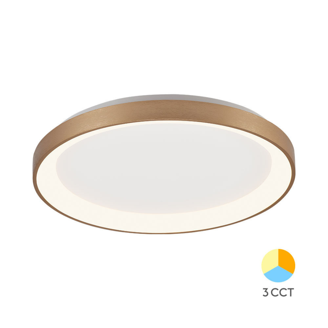 LED плафон BELLA GOLD, 3 вида светлина от бутон, еквивалент 400W