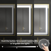 LED огледало 80x60cm със златиста рамка, функция против замъгляване и Touch J07