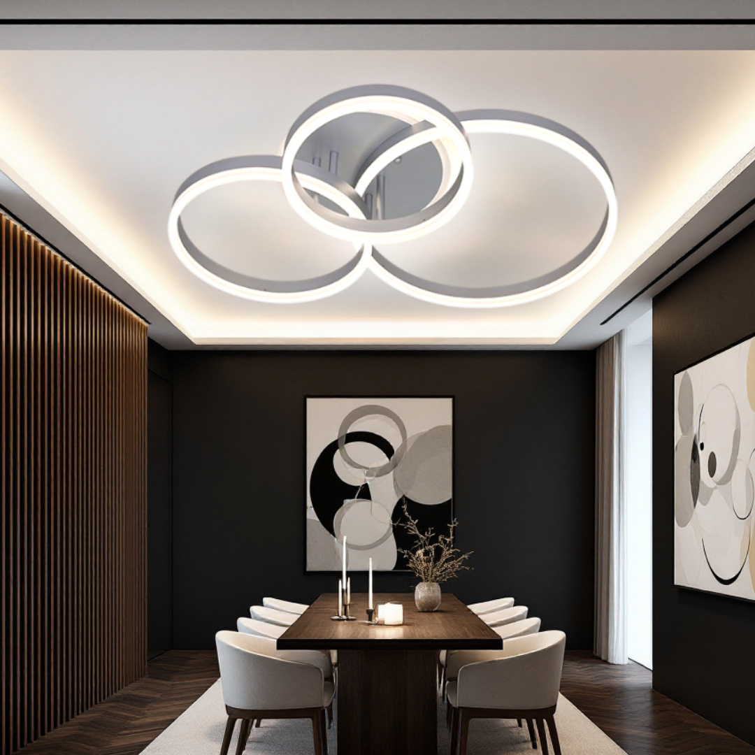Осветително тяло LED Beauty Silver Circle еквивалент 600W с дистанционно