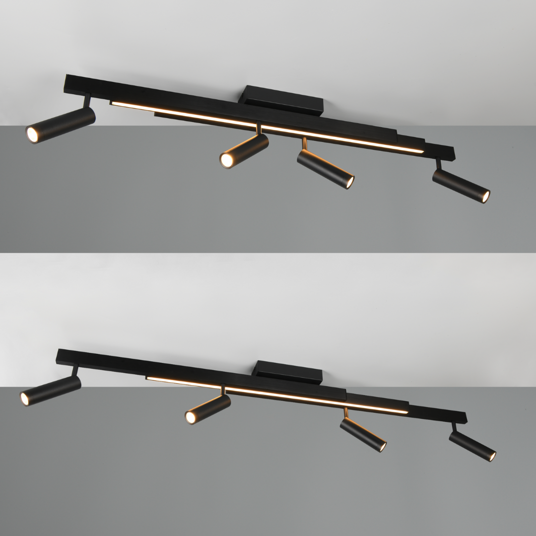 LED осветително тяло с 4 спота на шина ZENO Black с дистанционно