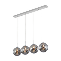 Осветително тяло тип пендел LIMA Silver с опушена абажур 4xG9